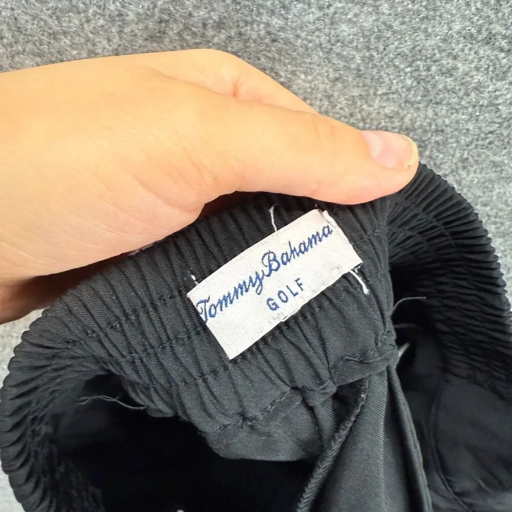 Tommy Bahama Shorts Men 28 Black Mid Rise Elastic Waist Golf Bermuda Pockets